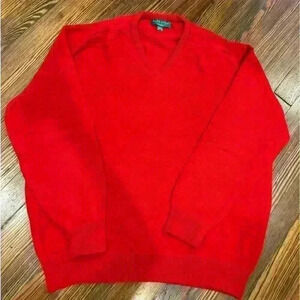 Men’s Red Alan Paine Lambswool Sweater Made In England Size 48 56